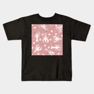 lobster love silver on pink Kids T-Shirt